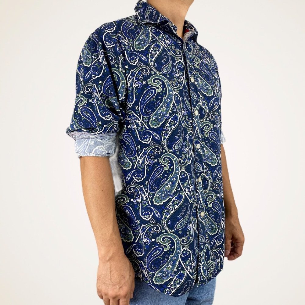 Vintage CREMIEUX Blue Paisley Button Down Shirt